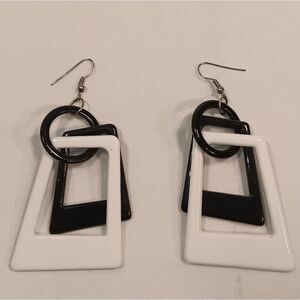 Women's black and white earrings